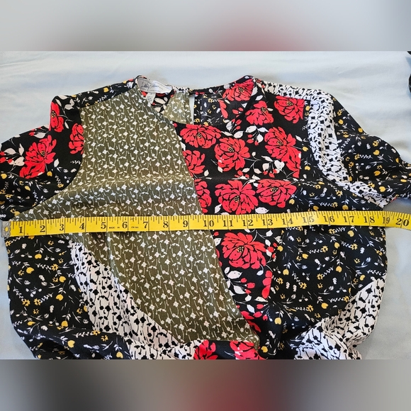 Libby Edelman Black and Red Floral Midi Dress Long Sleeves Size S - Picture 10 of 15